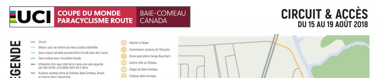 Carte du parcours de la Coupe du Monde Paracyclisme Route UCI - Baie-Comeau.
