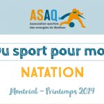 Image couverture. Logo ASAQ Du sport pour moi! - Natation. Montréal - Printemps 2019.