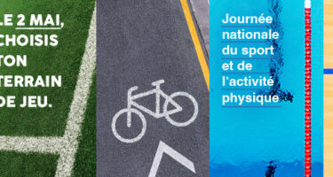 Bandeau de la Journée nationale du sport et de l’activité physique (JNSAP). Le 2 mai, choisis ton terrain de jeu!